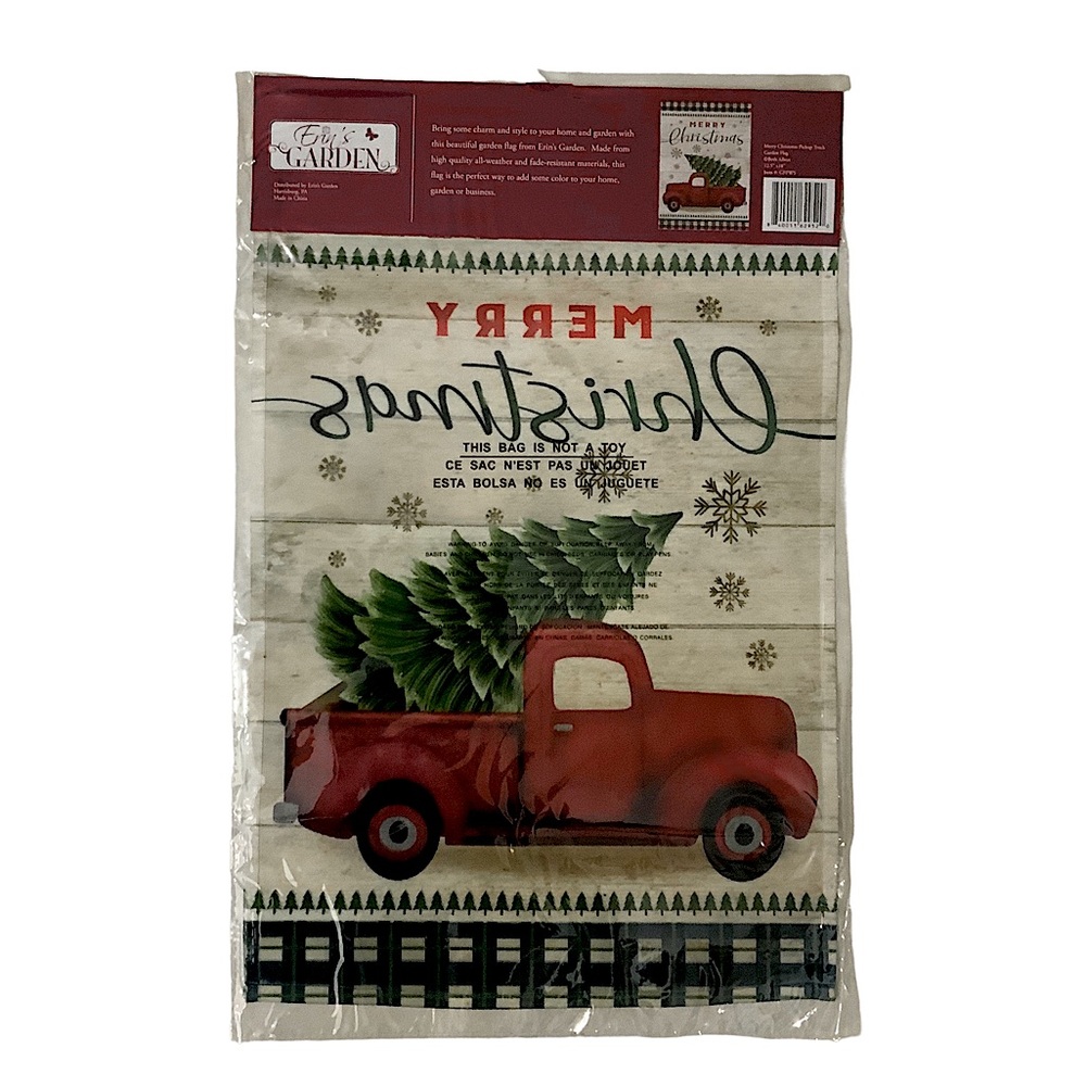 Merry Christmas Pickup Truck Garden Flag  Nostalgic Vintage Farm Truck 12.5x18" - Picture 9 of 13